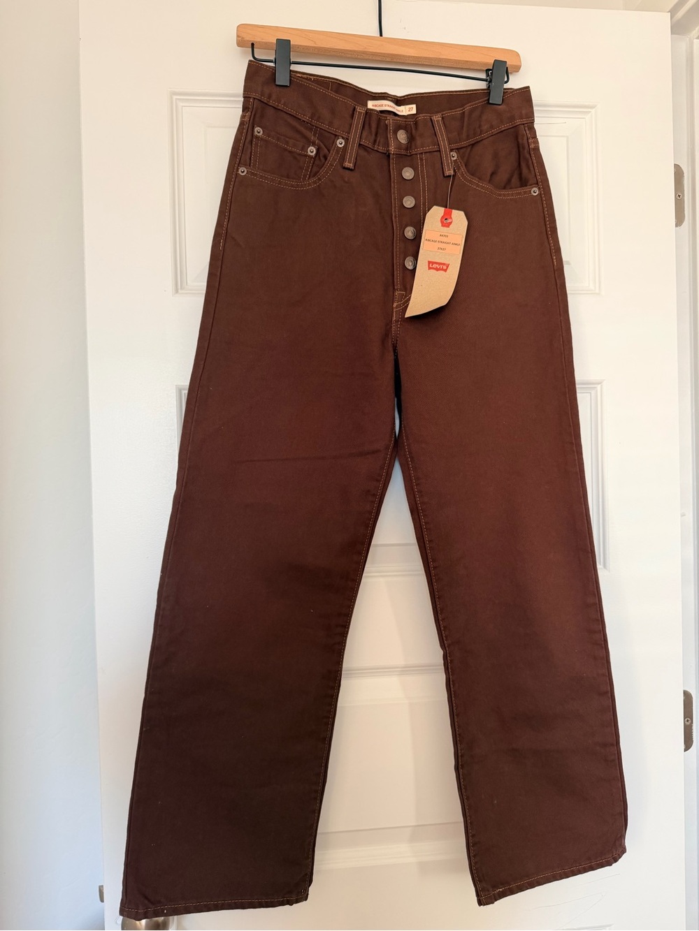 Levi's Women's Brown Straight-Leg Jeans with Button Fly